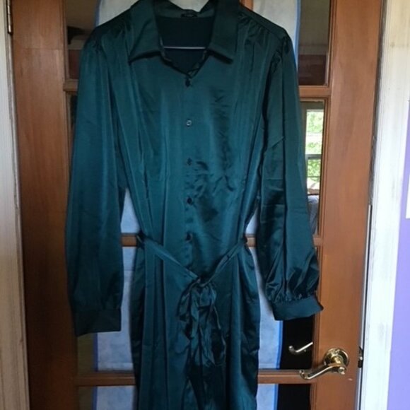 Satin Button-Front Dress - 1X (18W-20W) - Picture 1 of 2